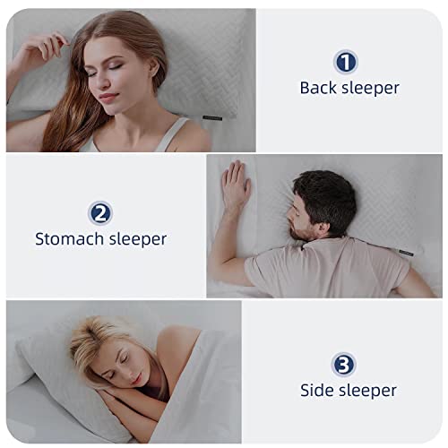 Hoperay Bed Neck Pillows for Sleeping - Bedding Shredded Memory Foam Firm Pillow - Support Side Sleeper Pillow - Adjustable Loft Washable Removable with Pillowcase