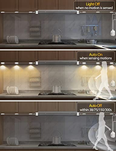 MATICOD Motion Sensor Light Indoor Under Cabinet Lights, Under Counter Lights for Kitchen, 3-White Under Cabinet Lighting LED Closet Lights Motion Sensored Undercounter Lights for Kitchen