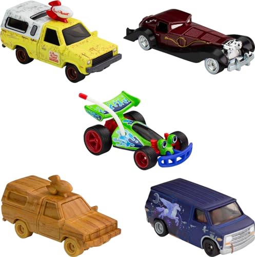 Hot Wheels Premium Disney 100 Bundle, 5 1:64 Scale Disney-Themed Premium Cars from Disney and Pixar, Commemorative Box for Collectors