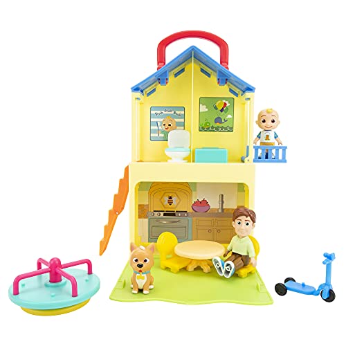 CoComelon Deluxe Pop n' Play House - Transforming Playset - Features JJ, JJ’s Dad, Bingo The Puppy, and Home Accessories – Toys for Kids, Toddlers, and Preschoolers