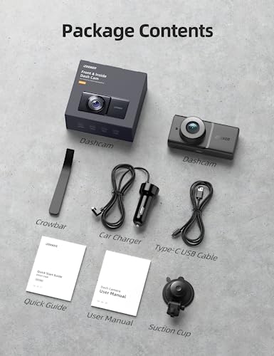 iZEEKER Dash Cam Front and Inside, 2K Single, 1080P Dual Dash Camera for Cars, Infrared Night Vision for Taxi Driver, Accident Record, Loop Recording, Parking Mode