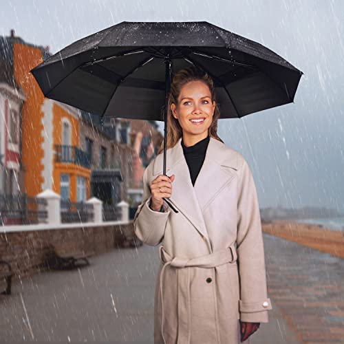 TUMELLA Unbreakable Windproof Travel Umbrella (Light, Beautiful & Superior), 2023 Ultra-Flex Tech, Compact, Small, Portable, Automatic, Strong, Durable, Premium Grip, Vibrant Designs, Folding Umbrella
