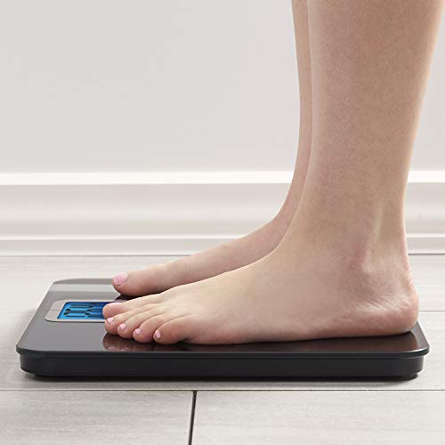 InstaTrack Digital Fat/BMI Bathroom Scale with High Precision Sensors – Large Display Accurately Measures Body Water, Muscle Mass, and Calorie Estimator, Blue