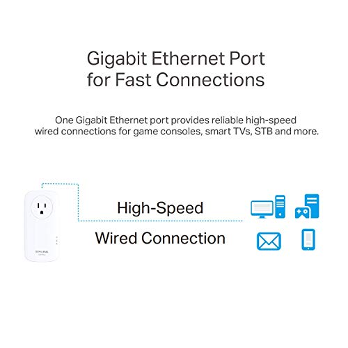 TP-Link AV2000 Powerline Adapter - 2 Gigabit Ports, Ethernet Over Power, Plug&Play, Power Saving, 2x2 MIMO, Noise Filtering, Extra Power Socket for other Devices, Ideal for Gaming (TL-PA9020P KIT)