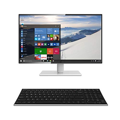 Arteck HW193 USB Wireless Keyboard Stainless Steel Ultra Slim Full Size Keyboard with Numeric Keypad for Computer/Desktop/PC/Laptop/Surface/Smart TV and Windows 11/10/8 Built in Rechargeable Battery
