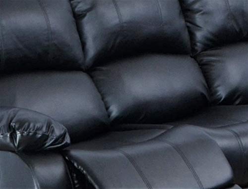 Beverly Fine Furniture 3 Piece Cades Bonded Leather, Black