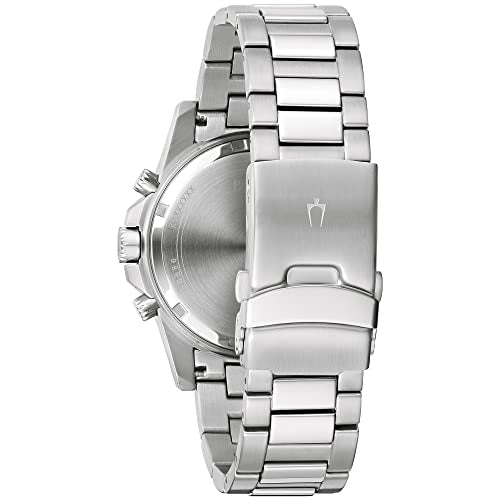 Bulova Men’s Marine Star 6-Hand Quartz Chronograph Stainless Steel Watch, Blue Dial, Tachymeter, 100M Water Resistant (Model: 96B174)