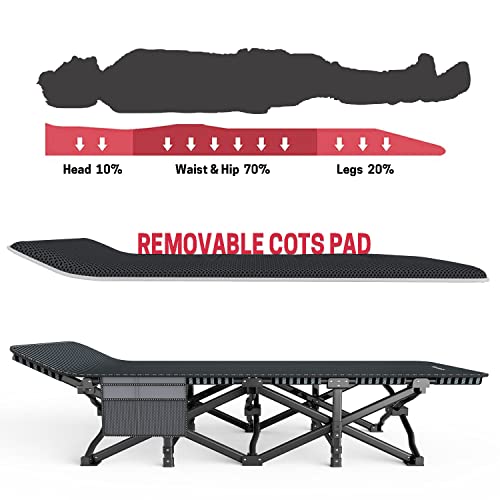 ATORPOK Camping Cot for Adults with Cushion Comfortable, Tent Folding Cot for Sleeping, Lightweight Folding Bed with Carry Bag for Kids Supports 450 lbs