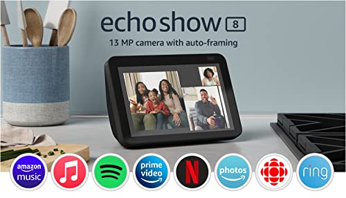 Echo Show 8 (2nd Gen, 2021 release) | HD smart display with Alexa and 13 MP camera | Charcoal