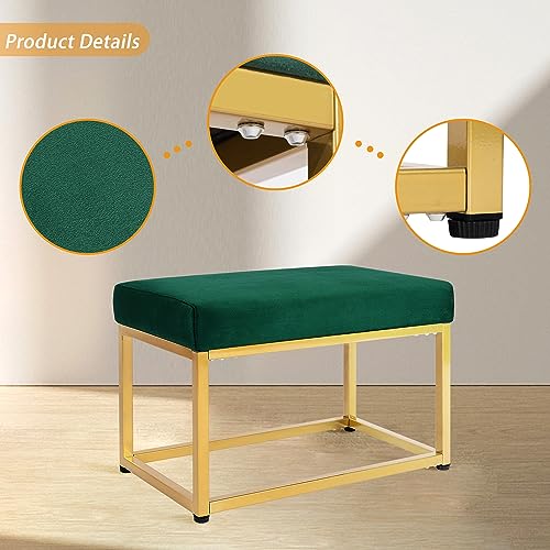 Homestripe Newport 27.5 inch Wide Contemporary Rectangle Footstool Ottoman Bench with Metal Base for Living Room, Green