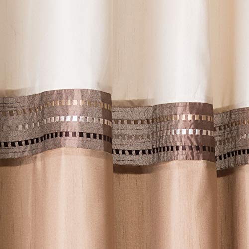 Lush Decor Terra Color Block Shower Curtain Fabric Striped Neutral Bathroom Decor, 72-Inch Beige/Ivory, 72" x 72", Beige & Ivory