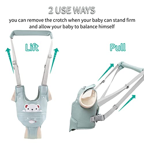 Huifen Baby Walking Harness with Detachable Crotch Baby Walking Assistant Handheld Walk Helper for Baby Learn to Walk(9-24 Month)(Green)