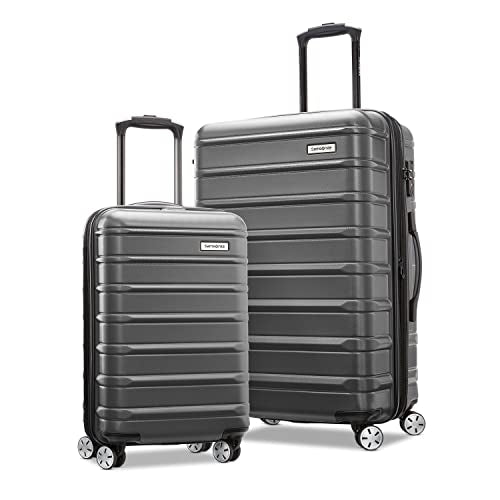 Samsonite Omni 2 Hardside Expandable Luggage with Spinners | Solid Charcoal | 2PC SET (Carry-on/Medium)