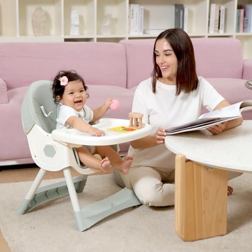 MJKSARE High Chair, 3-in-1 High Chairs for Babies and Toddlers, Five Point Seat Belt, Double Large Tray, Backrest & Height Adjustable, Foldable Baby High Chair ,for Ages 6 Months and Up,Unisex Design