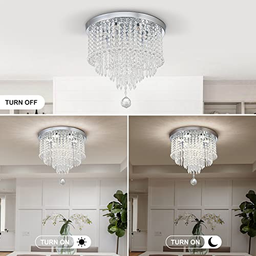 DSLITING Crystal Chandelier for Living Room Modern LED Chandelier Crystal Flush Mount Ceiling Light Crystal Chandelier for Bedroom Hallway Dinning Room Chandelier,Multicolor