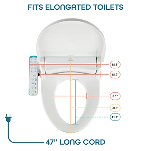 BidetMate 1000 Series Electric Bidet Heated Smart Toilet Seat with Heated Water, Side Control Panel, and Warm Air Dryer - Adjustable and Self-Cleaning - Multiple Wash Settings - Elongated