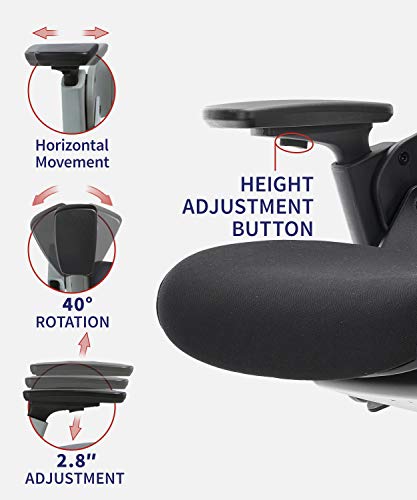 CLATINA Ergonomic High Swivel Executive Chair with Adjustable Height Head 3D Arm Rest Lumbar Support and Upholstered Back for Home Office Black