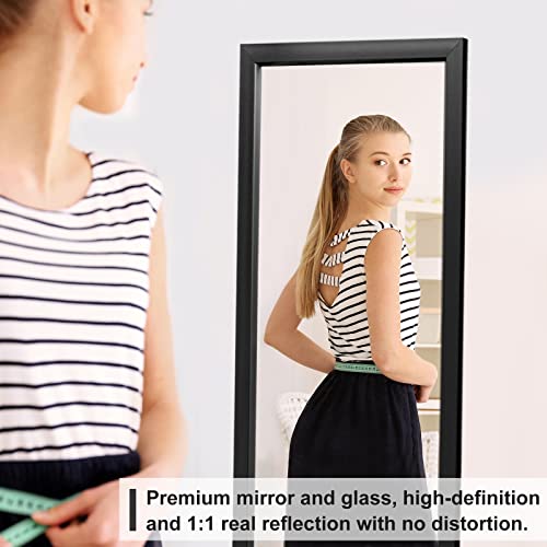 NeuType Wall-Mounted Mirror 43"x16" Rectangular Hanging Mirror Wall Mirror Hanging or Leaning Against Wall Best for Bedroom Living Room Dressing Mirror Polystyrene Frame,Origin Black(No Stand)