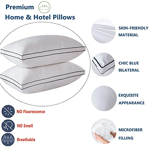Gehannah Bed Pillows for Sleeping(2 Pack), Luxury Plush Soft Pillow with Home and Hotel, Breathable Microfiber Cover Skin-Friendly Pillows for Side Back Sleepers