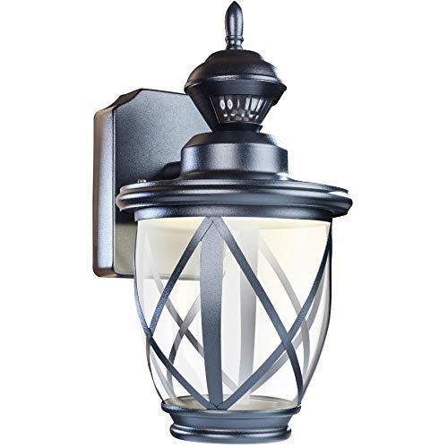 Globe Electric HZ-4630-BK 500 Lumen LED Decorative Security Motion Light with Dualbrite Technology, Black, 500 Lumns