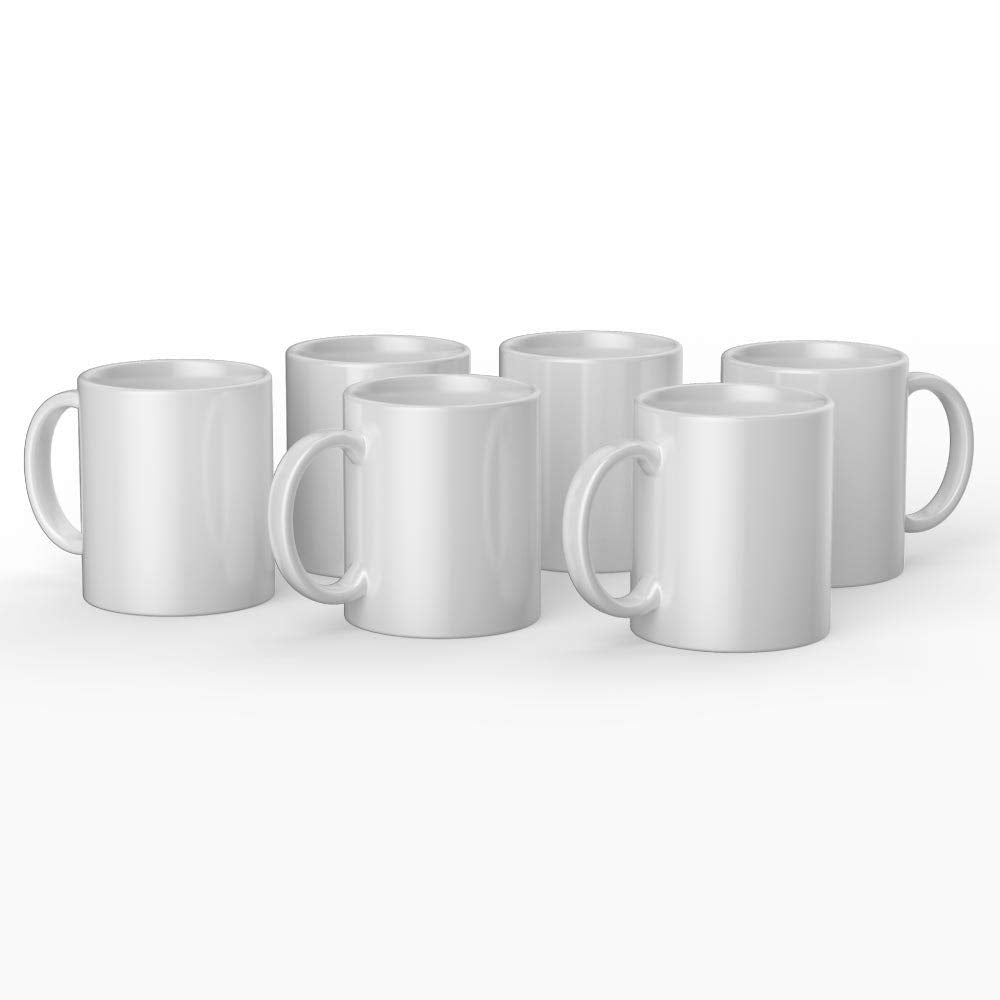 Cricut Beveled Blank, Ceramic-Coated, Dishwasher & Microwave Safe Mug to Decorate, Mug Press & Infusible Ink Compatible,12 Oz Sublimation, Ideal for Crafts and Printing, 6 Count, White