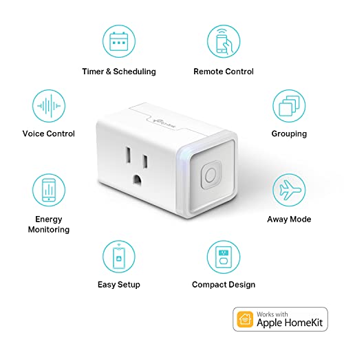 Kasa Smart Plug Mini 15A, Apple HomeKit Supported, Smart Outlet Works with Siri, Alexa & Google Home, UL Certified, App Control, Scheduling, Timer, 2.4G WiFi Only, 4-Pack (EP25P4), White