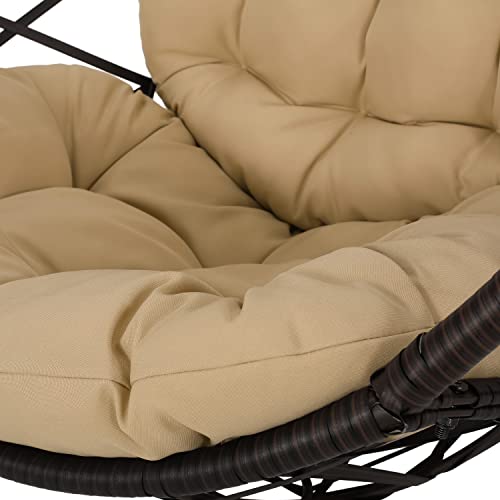 Christopher Knight Home Isaiah Indoor/Outdoor Wicker Tear Drop Hanging Chair (Stand Not Included), Multi-Brown and Tan