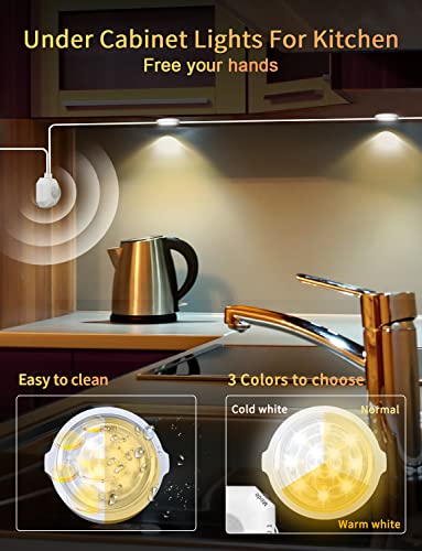 MATICOD Motion Sensor Light Indoor Under Cabinet Lights, Under Counter Lights for Kitchen, 3-White Under Cabinet Lighting LED Closet Lights Motion Sensored Undercounter Lights for Kitchen