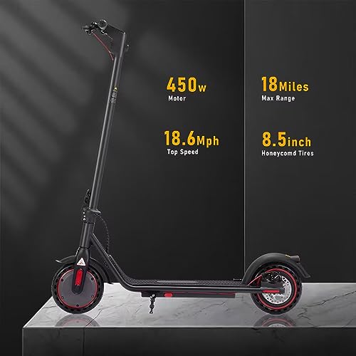 Electric Scooter for Adults, Up to 19 Miles Range, 19 Mph Folding Commute E-Scooter with 8.5" Solid Tires, Dual Braking System and App Control …