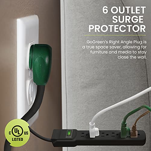 GoGreen Power (GG-16103M-12BK) 6 Outlet Surge Protector, 250 Joules, Black, 12ft Cord
