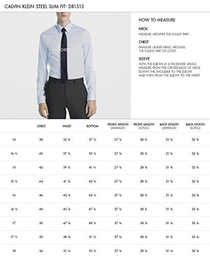 Calvin Klein Men's Dress Shirt Slim Fit Non Iron Herringbone, White, 15.5" Neck 32"-33" Sleeve (Medium), Point Collar