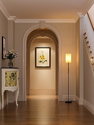 addlon Floor Lamps for Living Room, dimmable Floor lamp with Linen lampshade, Modern Standing Lamps, Bright Floor lamp for Bedroom and Office - Black