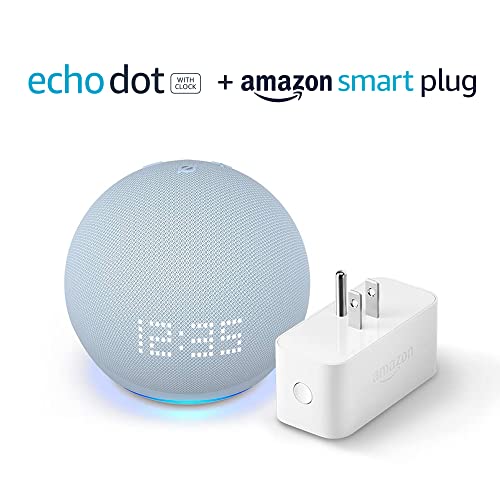 Echo Dot (5th Gen, 2022 release) with clock Cloud Blue with Amazon Smart Plug