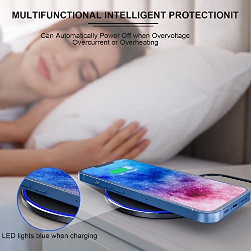 Fast Wireless Charger, 10W Max Wireless Charging Pad for iPhone 13/13 Pro/13 Pro Max/13 Mini/12/SE/11/X/XR/8, Samsung Galaxy, AirPods/AirPods Pro, Huawei Mate 20 Pro/Mate 30/P50 (No AC Adapter)