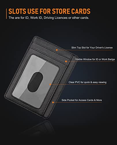 Buffway Slim Minimalist Front Pocket RFID Blocking Leather Wallets for Men Women - Cross Black