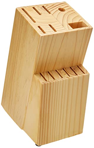 Amazon Basics 14-Piece Kitchen Knife Set with High-Carbon Stainless-Steel Blades and Pine Wood Block