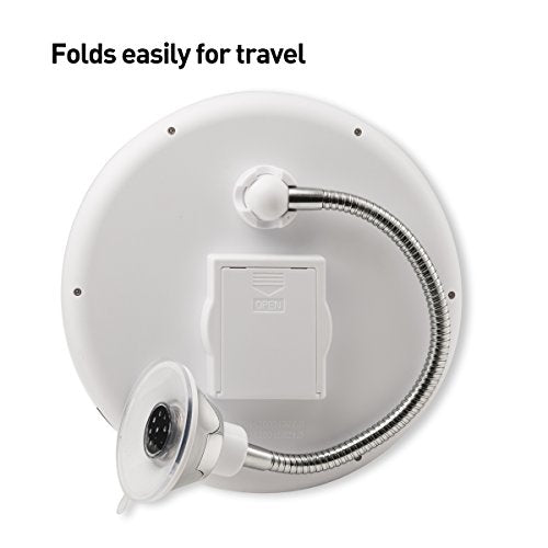 PROBEAUTIFY Lighted Makeup Mirror - 10” Long Gooseneck Mirror - Warm LED Light, Cordless, Adjustable, Bathroom Vanity Dresser Mirror, Compact Travel Mirror
