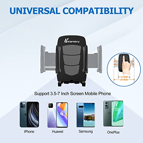 Car Phone Mount, Vansky 3-in-1 Cell Phone Holder Car Air Vent Holder Dashboard Mount Windshield Mount for iPhone Xs Max R X 8 Plus 7 Plus 6S Samsung Galaxy S9 S8 Edge S7 S6 LG Sony and More