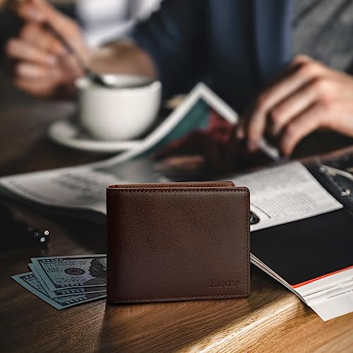 IMDCGYY Slim Wallet for Men Genuine Leather Carbon Fiber Card Holder Money Clip Rfid Blocking Mens Front Pocket Wallet