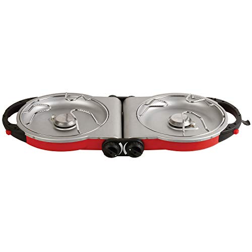 Coleman Fold N Go 2-Burner Propane Camping Stove, Portable Folding Camp Stove with Push-Button Instant Ignition, 2 Adjustable Burners with Pressure Control and 20,000 BTUs of Power