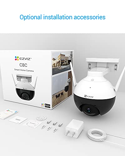 EZVIZ Outdoor Camera Pan/Tilt/Zoom, 360° Visual Coverage, 1080P WiFi Security Cam, IP65 Waterproof, Color Night Vision, AI-Powered Person Detection, Support MicroSD Card up to 256GB | C8C