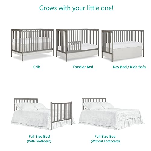 Dream On Me Synergy 5-in-1 Convertible Crib in Cool Grey, Greenguard Gold Certified