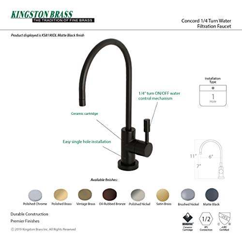 Kingston Brass KS8190DL Concord Water Filtration Faucet, 5-7/8" in Spout Reach, Matte Black