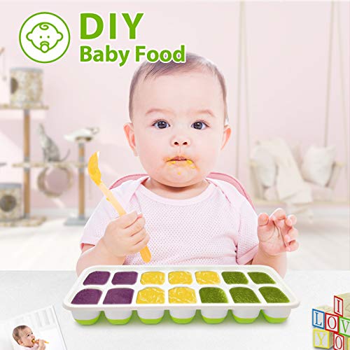DOQAUS Ice Cube Trays 4 Pack, Easy-Release 56 pcs Ice Cubes Maker with Spill-Resistant Removable Lid, LFGB Certified and BPA Free, Stackable Flexible Silicone Ice Tray for Baby Food, Cocktail, Coffee