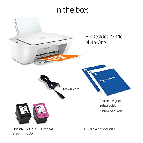 HP DeskJet 2734e Wireless Color All-in-One Printer with 3 Months Free Ink (26K72A), White