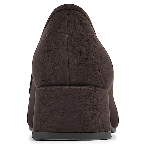 CLIFFS BY WHITE MOUNTAIN Women's Shoes Quinbee Block Heeled Loafer, Dk Brown/Suedette, 8 M
