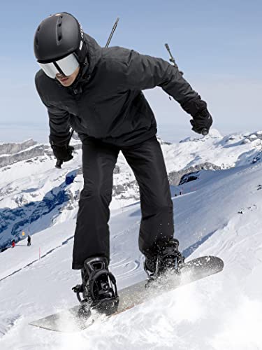 FREE SOLDIER Men's Waterproof Ski Snow Jacket Fleece Lined Warm Winter Rain Jacket with Hood Fully Taped Seams(Black,M)