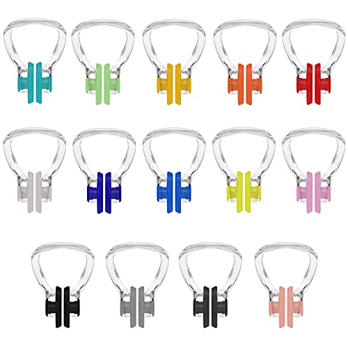 Swimming Nose Clip,Hurdilen Swim Nose Clip with Waterproof Silica Gel for Kids (Age 7+) and Adults,14 Packs,Multi-Color