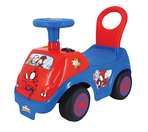 Kiddieland: Spidey Team Activity, Ride-On, Lively Sounds and Has Flashing Lights, Interactive Dashboard with Exciting Sounds, Colorful Flashing Lights