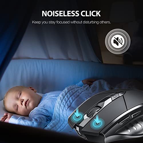 INPHIC Bluetooth Mouse, 3 Modes Bluetooth 5.0&4.0 Mouse 2.4G Rechargeable Wireless Mouse with 6 Buttons, Ergonomic Computer Mouse for Laptop, Computer, Mac, PC etc.